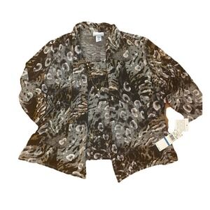 NWT ALFRED DUNNER Jacket With Inner Tank PXL BROWN BLACK Career Office